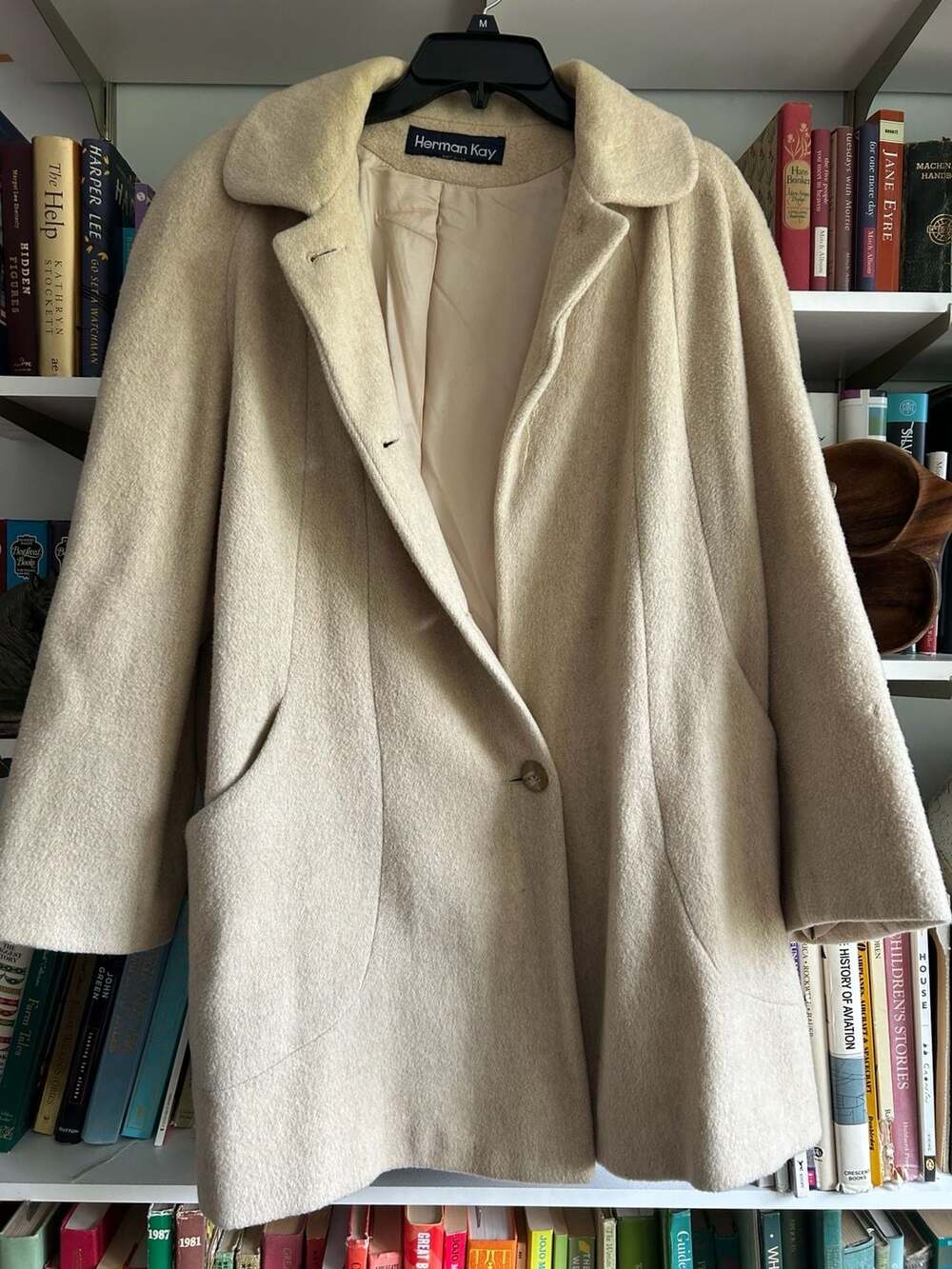 Herman Kay Vintage Women's Beige Wool Blend Pea Coat Size 16